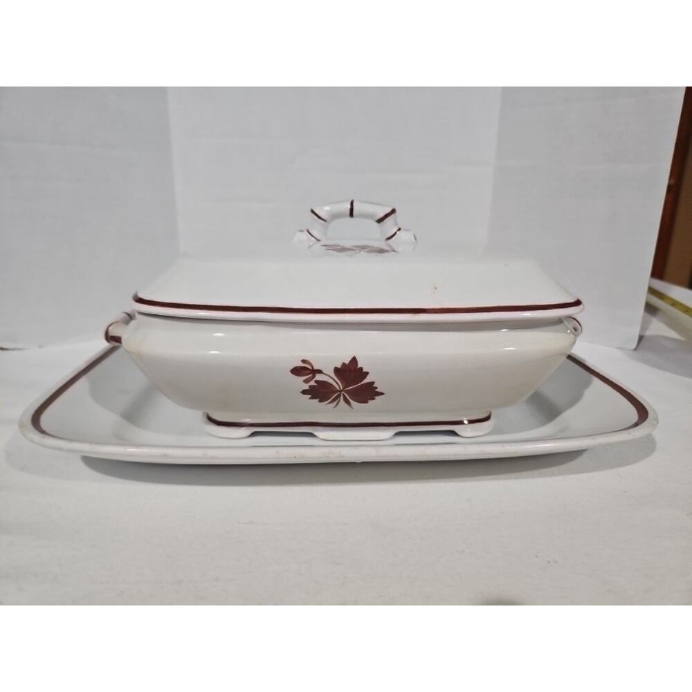 Alfred Meakin England Copper Tea Covered Casserole Dish With Platter